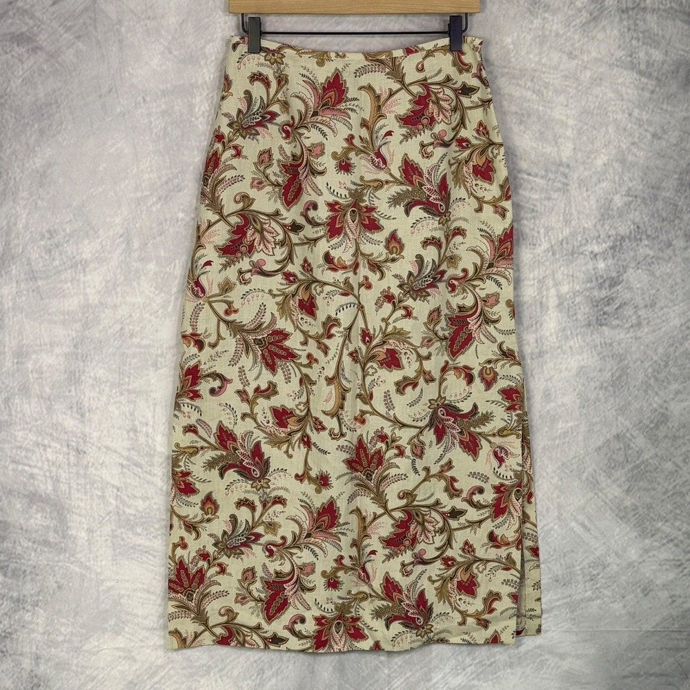 Charter Club Maxi Skirt Womens sz 8 Floral Linen Cottagecore Practical Magic